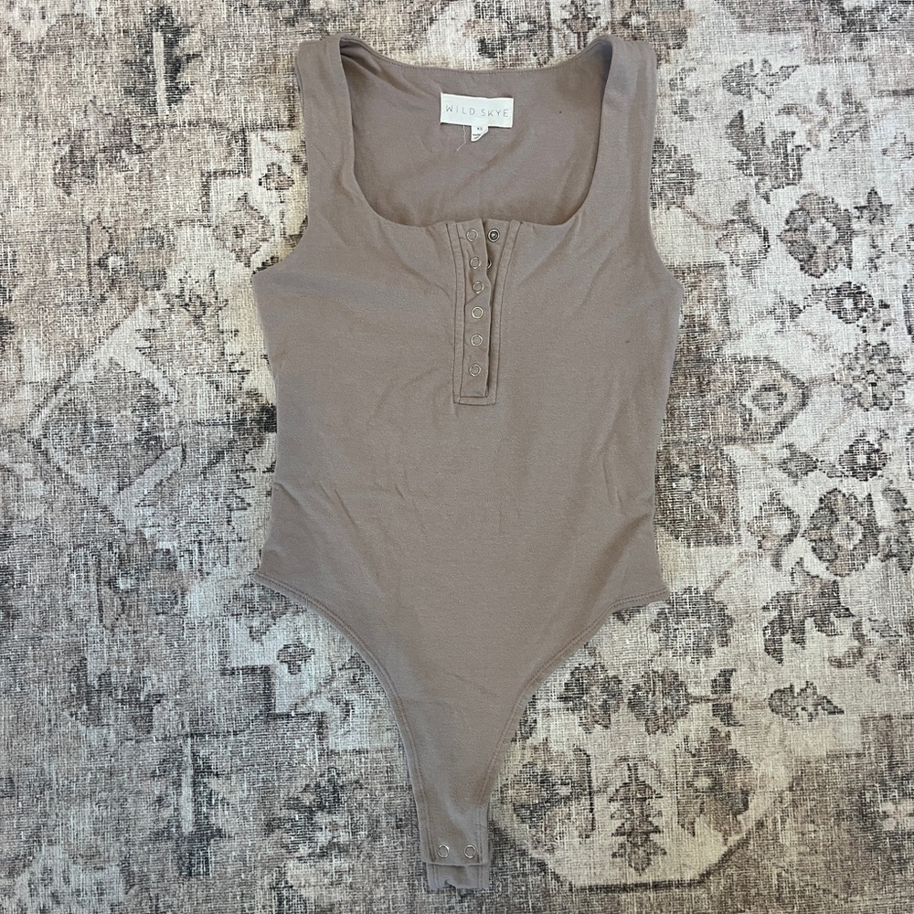 Wild Skye Taupe Snap Bodysuit